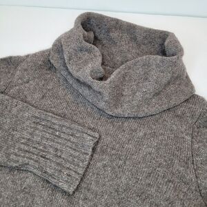 Eileen Fisher Turtleneck Asymmetrical Sweater Womens Petite Brown Black Yak Wool